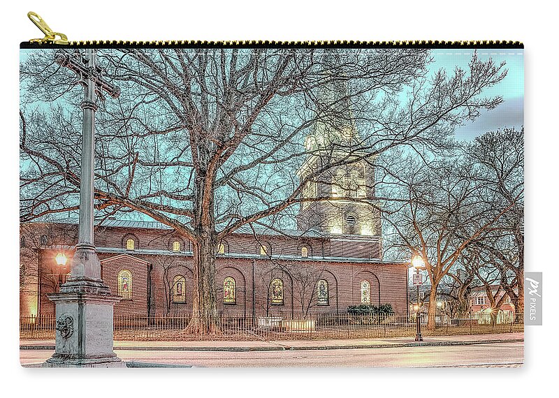 Lighting Zip Pouch featuring the photograph Saint Annes Circle with Fountain #1 by Jim Proctor