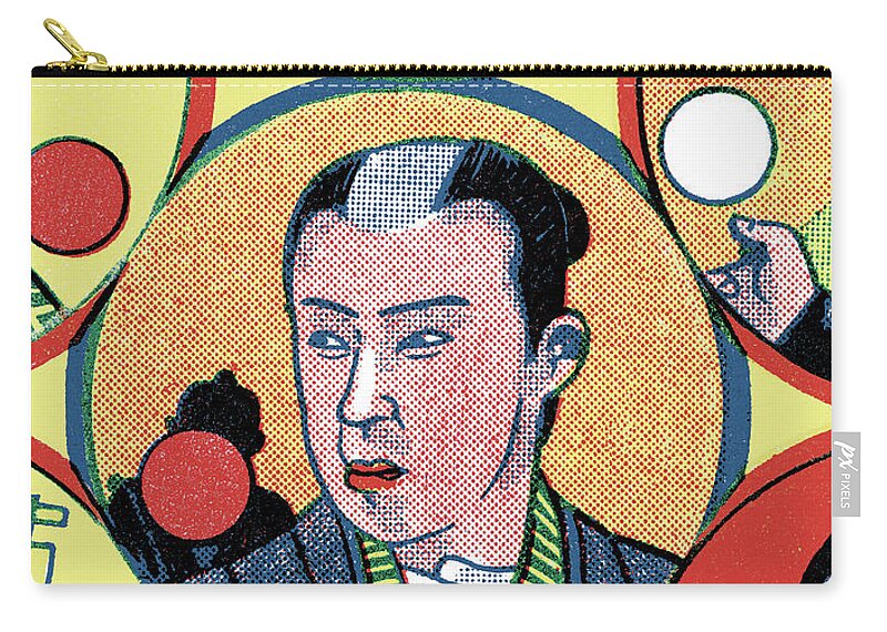 Adult Zip Pouch featuring the drawing Samurai #1 by CSA Images