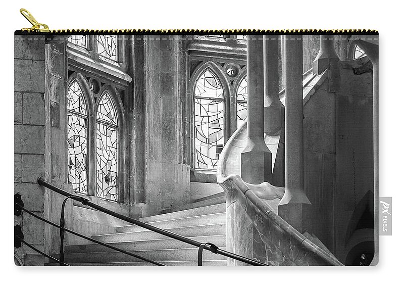 Sagrada Zip Pouch featuring the photograph Shadows of Sagrada Familia #1 by Douglas Wielfaert