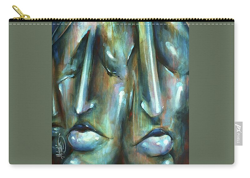 Portrait Zip Pouch featuring the painting Silence #1 by Michael Lang
