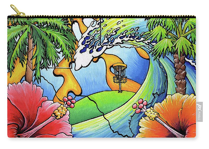 Stx Zip Pouch featuring the painting South Texas Disc Golf #2 by Adam Johnson