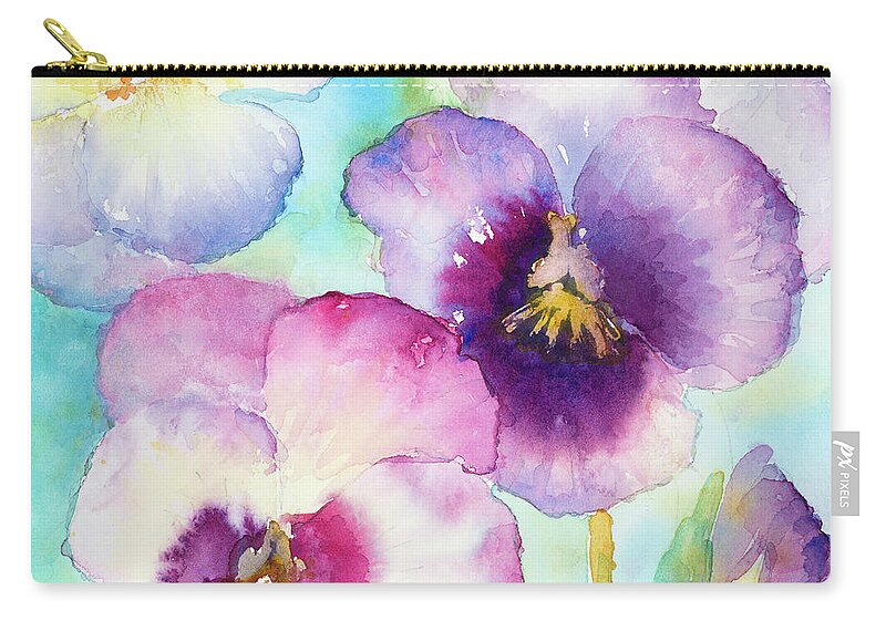 Sunny Carry-all Pouch featuring the painting Sunny Side Orchids by Lanie Loreth