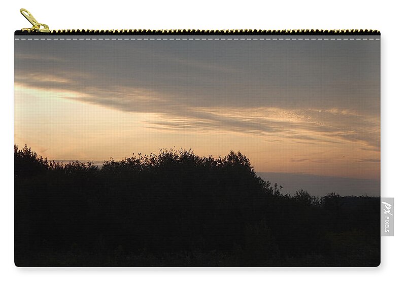 Field Zip Pouch featuring the photograph Sunset on nature forest and fields at dusk #1 by Oleg Prokopenko