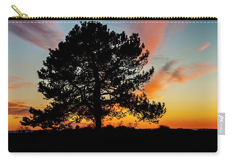 Tree Zip Pouch featuring the photograph Sunset Silhouette #2 by Cathy Kovarik
