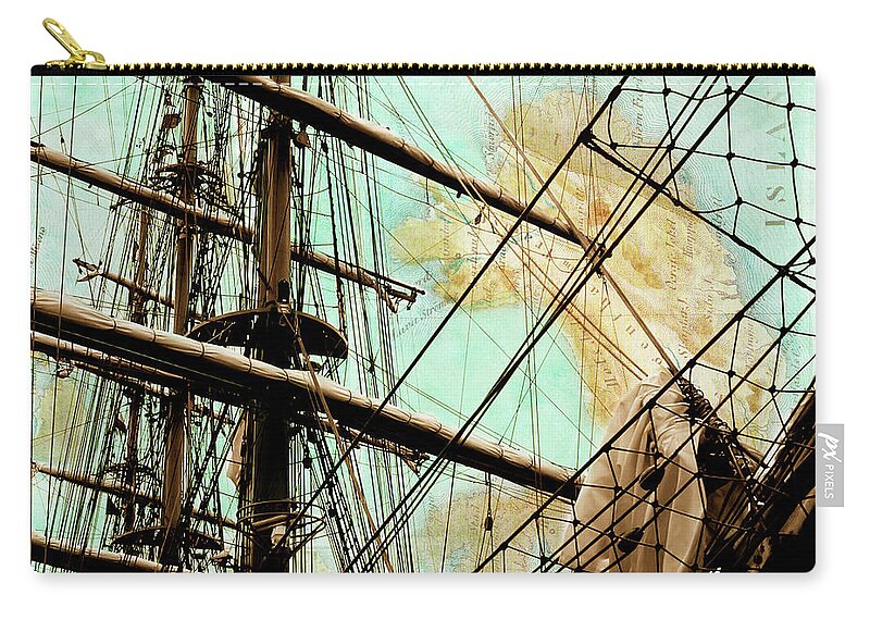 Photo Zip Pouch featuring the photograph Tall Ship -1 #1 by Alan Hausenflock