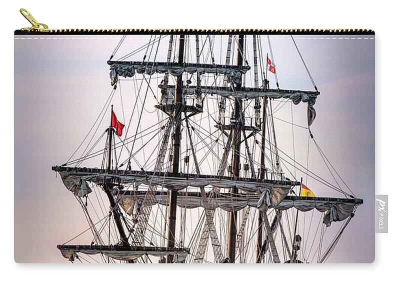 Tall Ship Zip Pouch featuring the photograph Tall Ship #1 by Deborah Penland