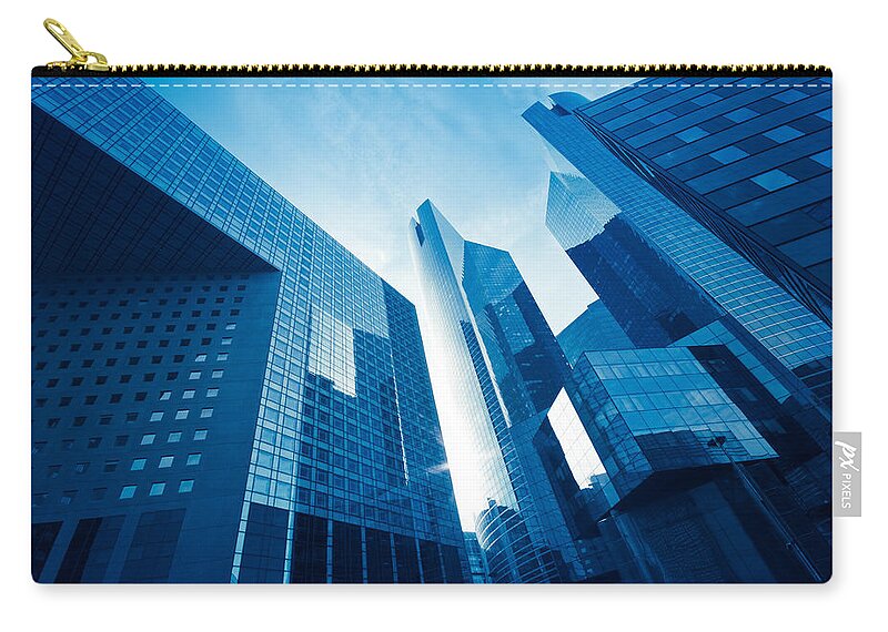 Corporate Business Zip Pouch featuring the photograph Tall Skyscraper From Low Angle View #1 by Franckreporter