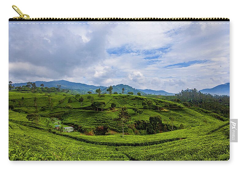 Landscape Zip Pouch featuring the photograph Tea Plantation #1 by Irman Andriana