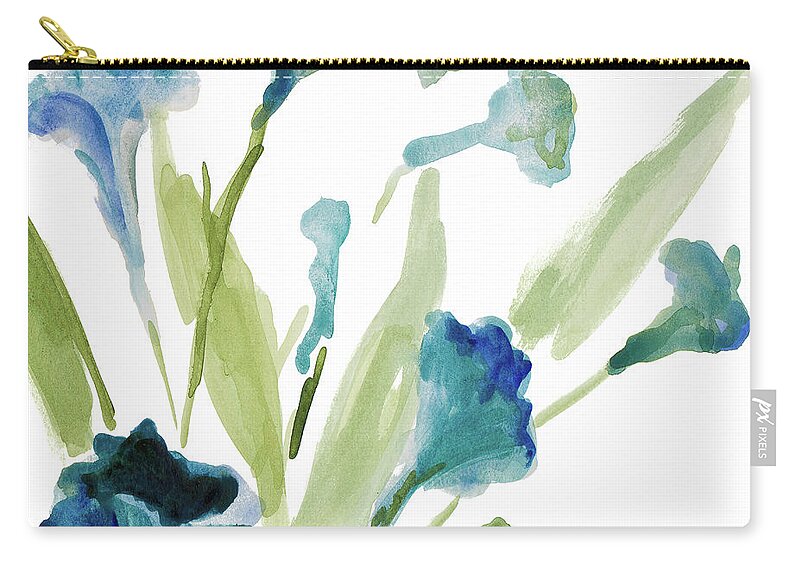 Teal Zip Pouch featuring the painting Teal Belles Square II by Lanie Loreth