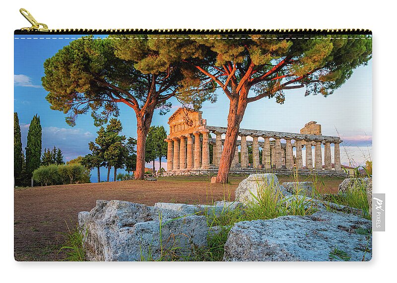 Campagnia Zip Pouch featuring the photograph Temple of Athena Columns #1 by Inge Johnsson