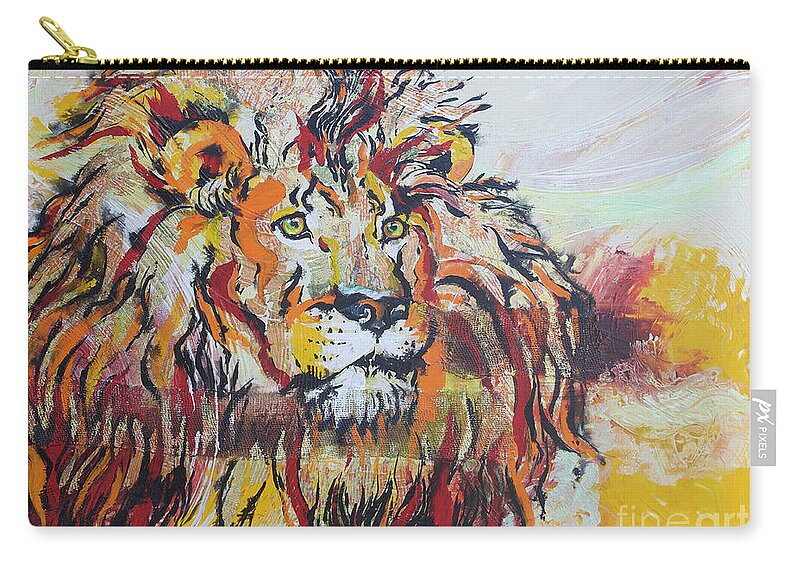 Lion Carry-all Pouch featuring the painting The King by Jyotika Shroff