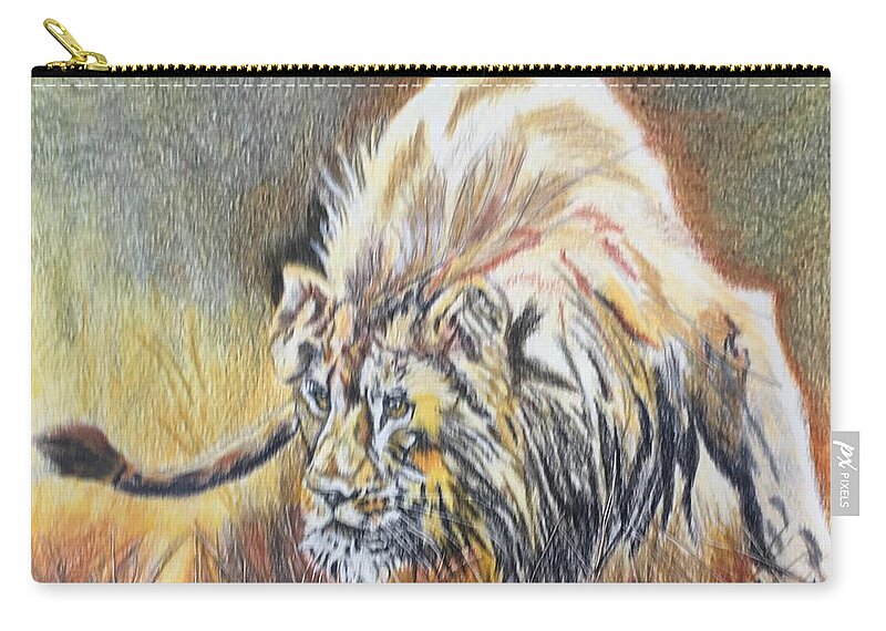 Animal Zip Pouch featuring the painting The Stalker #1 by Maris Sherwood