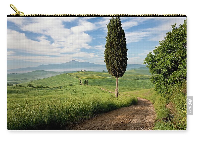 Tranquility Zip Pouch featuring the photograph Track, San Quirico Dorcia, Val Dorcia #1 by Peter Adams