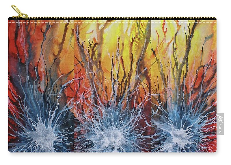 Abstract Zip Pouch featuring the painting Trilogy by Michael Lang
