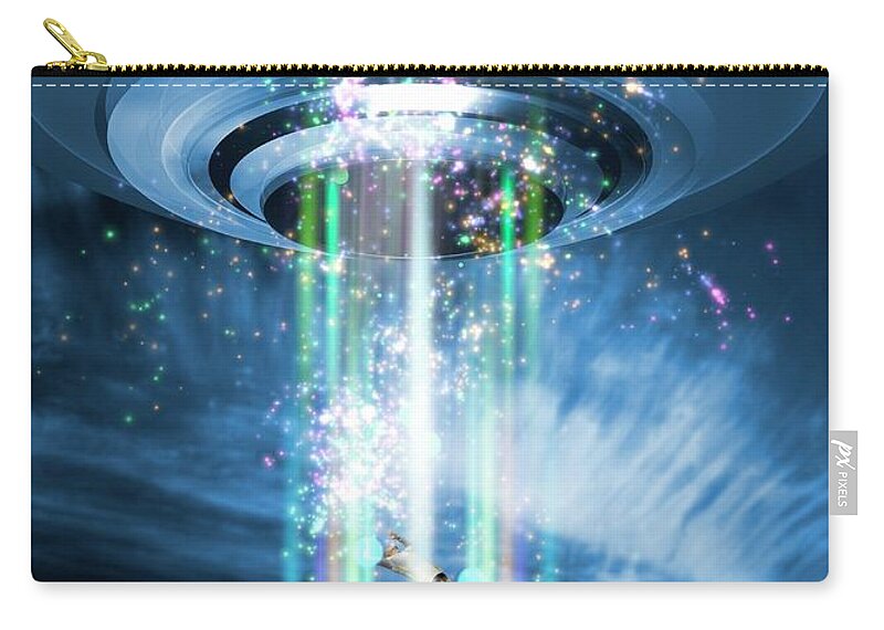 Problems Zip Pouch featuring the digital art Ufo Human Abduction, Conceptual Artwork #1 by Victor Habbick Visions