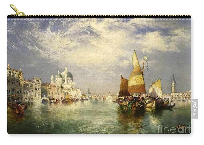 Boat Zip Pouch featuring the painting Venice by Thomas Moran