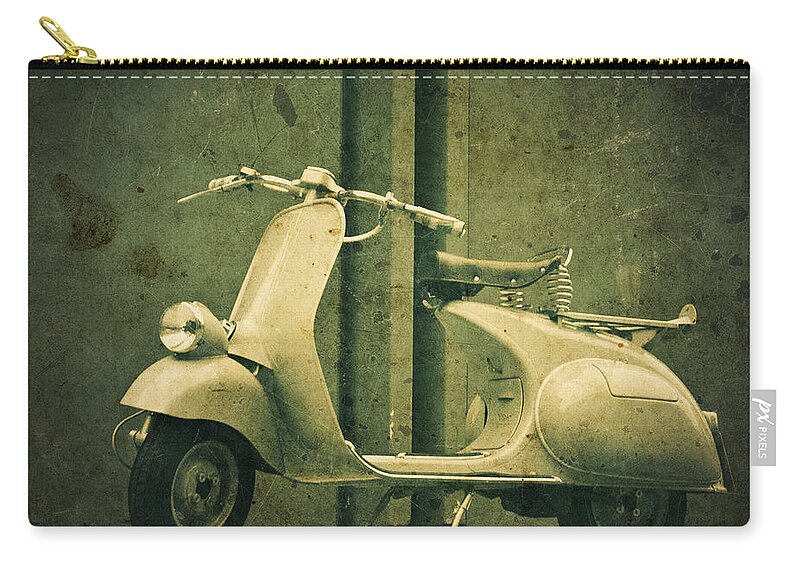 Engine Zip Pouch featuring the photograph Vintage Italian Scooter #1 by Thepalmer
