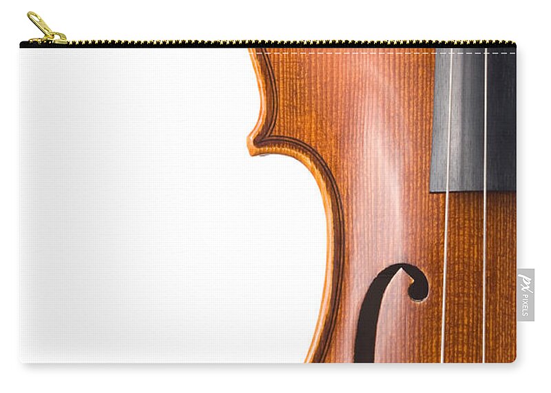 White Background Zip Pouch featuring the photograph Violin Isolated On White #1 by Zocha k