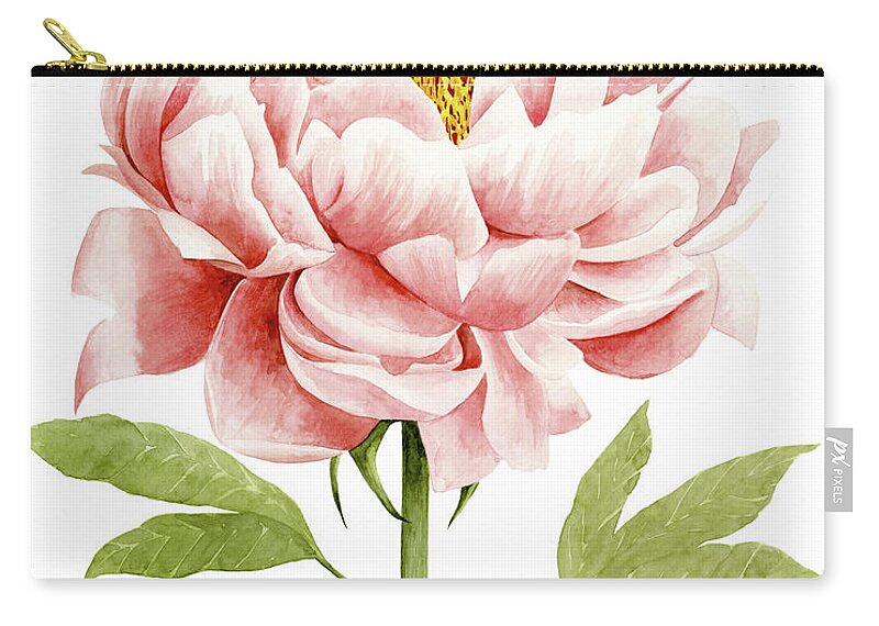 Botanical Zip Pouch featuring the painting Watercolor Peony II #1 by Grace Popp