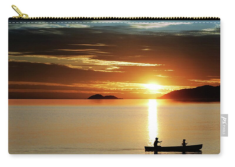 Lake Michigan Zip Pouch featuring the photograph Xl Canoe Sunset #1 by Sharply done
