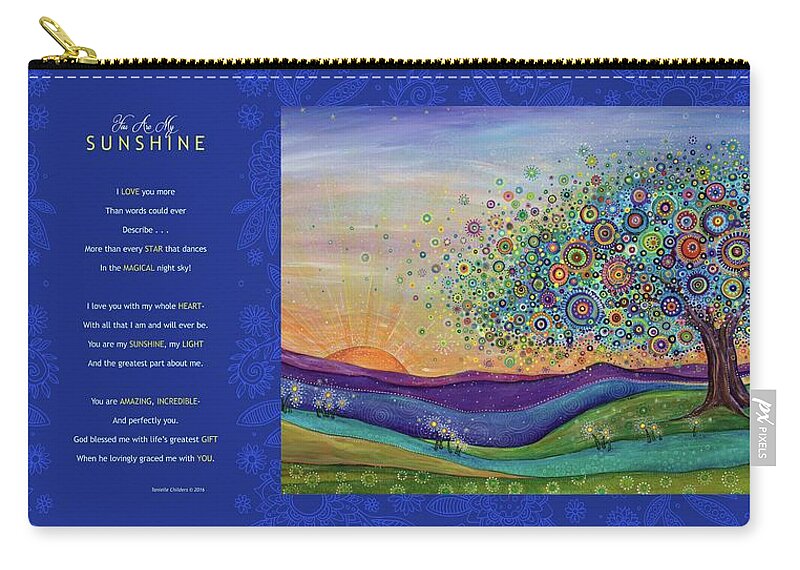 Whimsical Tree Carry-all Pouch featuring the digital art You Are My Sunshine - Poetry by Tanielle Childers
