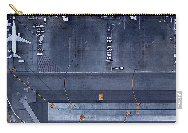 Airport Terminal Zip Pouch featuring the photograph Airliners At Gates And Control Tower #10 by Michael H
