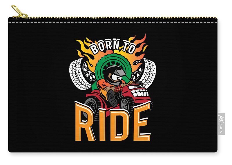 Lawnmower Racing Zip Pouch featuring the digital art Funny Lawn Mower Racing Apparel for Drivers Competitors Motorsport Lovers Petrolheads #2 by Martin Hicks