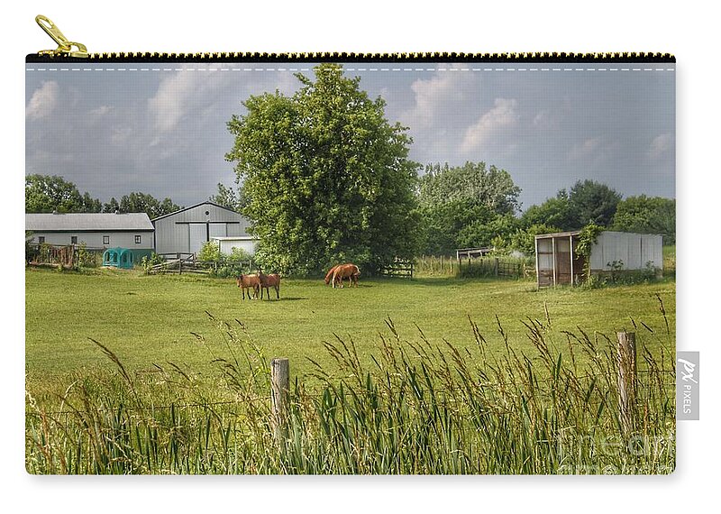 Landscape Zip Pouch featuring the photograph 1032 - Hunters Creek Ponies by Sheryl L Sutter