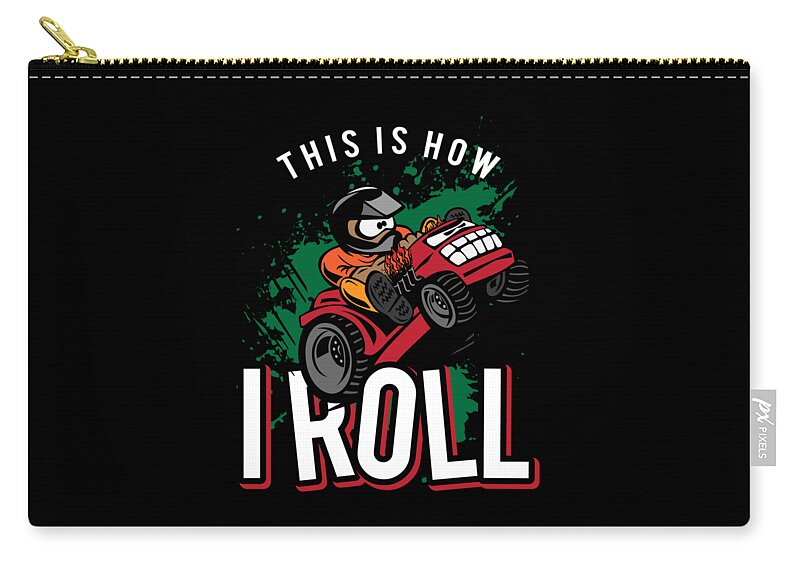 Lawnmower Racing Zip Pouch featuring the digital art Funny Lawn Mower Racing Apparel for Drivers Competitors Motorsport Lovers Petrolheads #6 by Martin Hicks