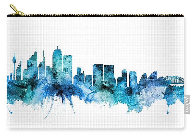 Sydney Zip Pouch featuring the digital art Sydney Australia Skyline #11 by Michael Tompsett