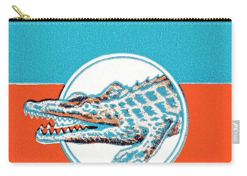 Alligator Zip Pouch featuring the drawing Alligator #12 by CSA Images