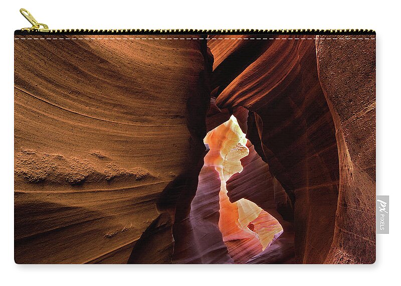 Antelope Canyon Zip Pouch featuring the photograph Abstract Sandstone Sculptured Canyon #13 by Mitch Diamond