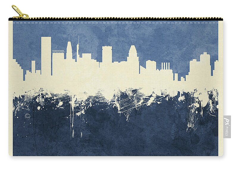 Baltimore Carry-all Pouch featuring the digital art Baltimore Maryland Skyline by Michael Tompsett