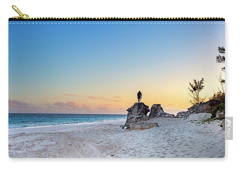 Estock Zip Pouch featuring the digital art Elbow Beach, Bermuda #16 by Lumiere