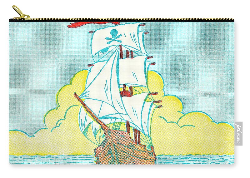 Activity Zip Pouch featuring the drawing Pirate Ship #18 by CSA Images