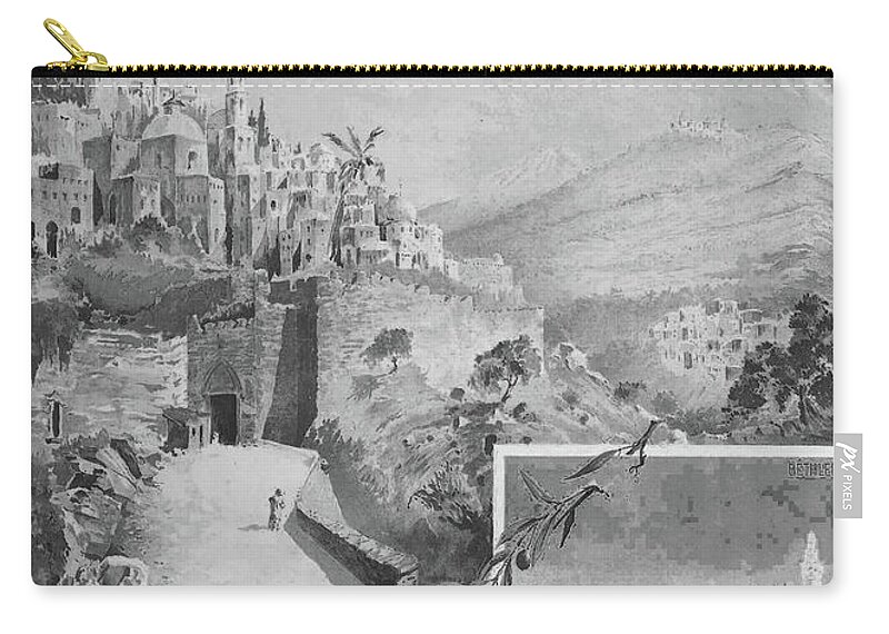 1893 Zip Pouch featuring the photograph 1893 Palestine and Bethlehem by Munir Alawi
