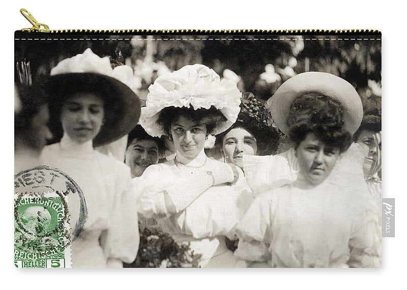 Trieste Zip Pouch featuring the photograph 1908 Fashionable Ladies of Trieste by Historic Image