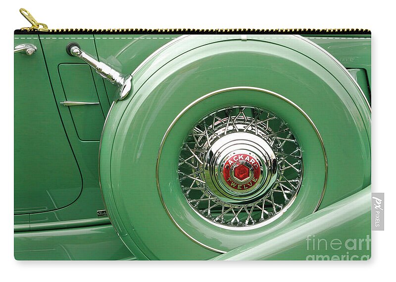 Vintage Zip Pouch featuring the photograph 1934 Packard Twelve Spare Tire Detail by Lucie Collins