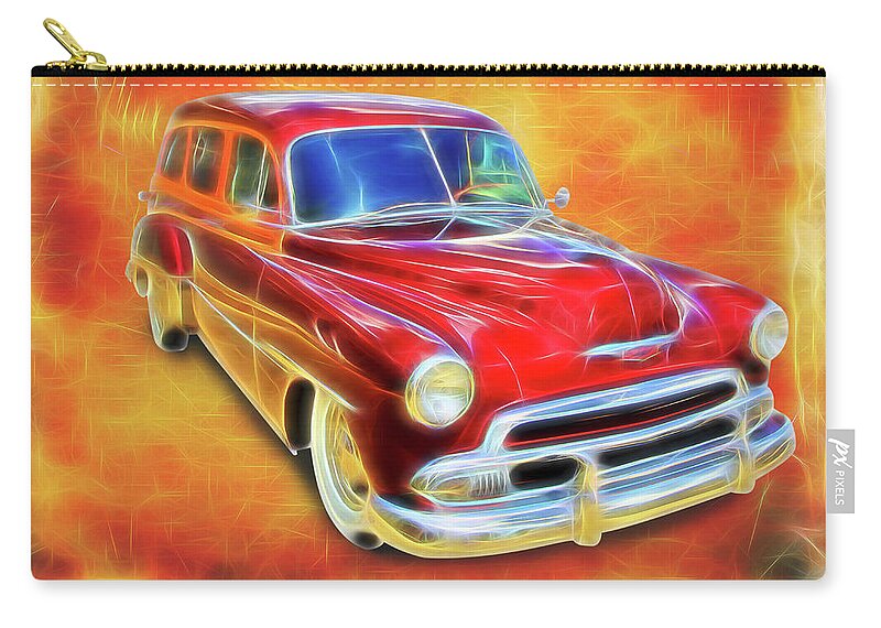 1951 Chevy Woody Zip Pouch featuring the digital art 1951 Chevy Woody by Rick Wicker