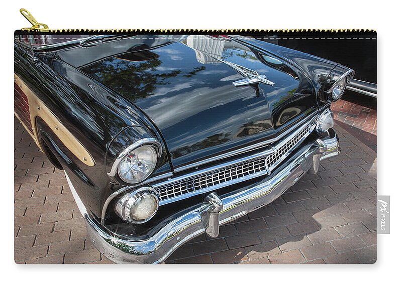 1955 Ford Country Squire Station Wagon Woody Zip Pouch featuring the photograph 1955 Ford Country Squire Station Wagon Woody 102 by Rich Franco