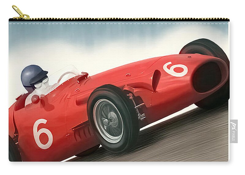 Vintage Zip Pouch featuring the mixed media 1955 Torino Grand Prix Racing Poster by Retrographs