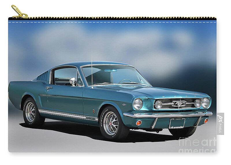 1965 Ford Mustang Gt Zip Pouch featuring the photograph 1965 Ford Mustang GT Fastback by Dave Koontz