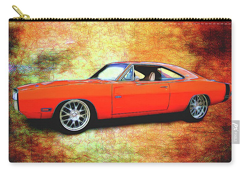 70 Dodge Charger 500 Zip Pouch featuring the digital art 1970 Dodge Charger by Rick Wicker