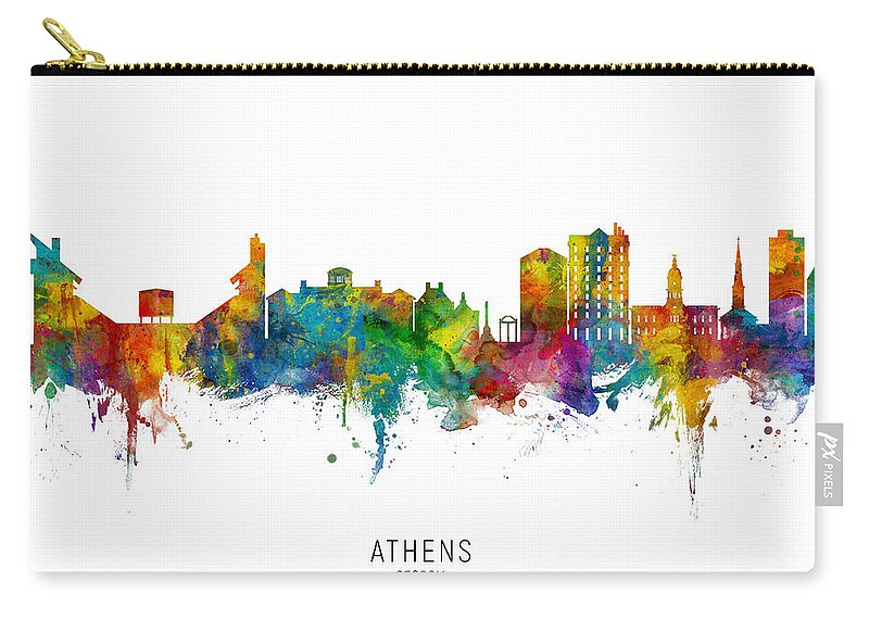 Athens Zip Pouch featuring the digital art Athens Georgia Skyline by Michael Tompsett