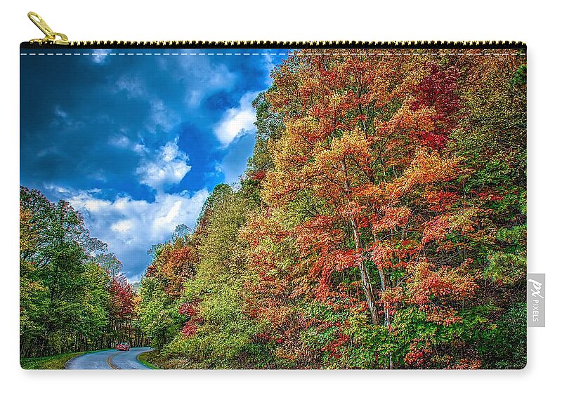 Blue Zip Pouch featuring the photograph Blue Ridge And Smoky Mountains Changing Color In Fall #2 by Alex Grichenko