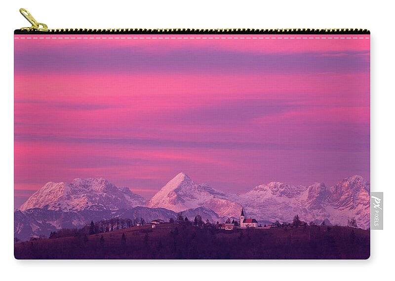 Church Zip Pouch featuring the photograph Church of Saint Nicholas at sunset #2 by Ian Middleton