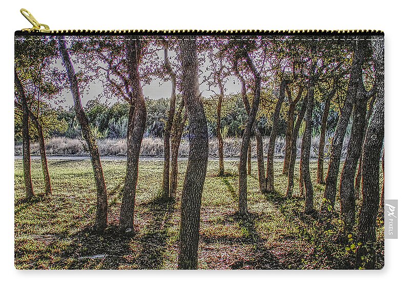 Tree Zip Pouch featuring the photograph Dancing Oaks by Ivars Vilums