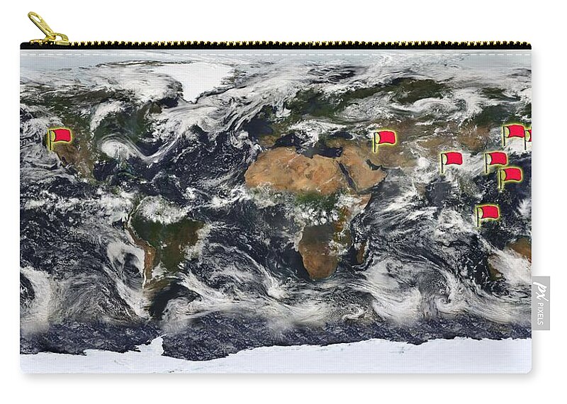 Globe Zip Pouch featuring the painting Earth s Vital Signs #2 by Celestial Images