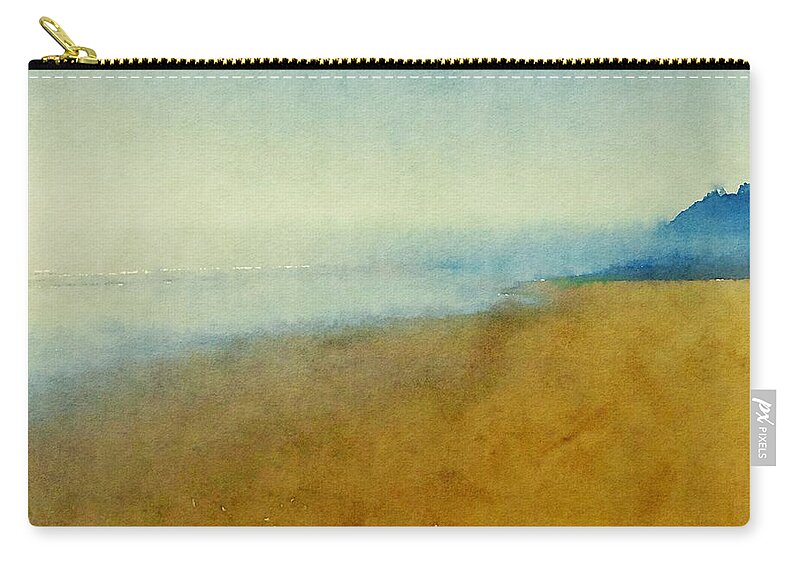 Oregon Coast Zip Pouch featuring the mixed media Foggy Morning #2 by Bonnie Bruno