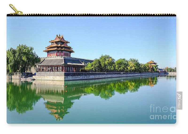 Beijing Zip Pouch featuring the photograph Forbidden City Watchtower #2 by Iryna Liveoak